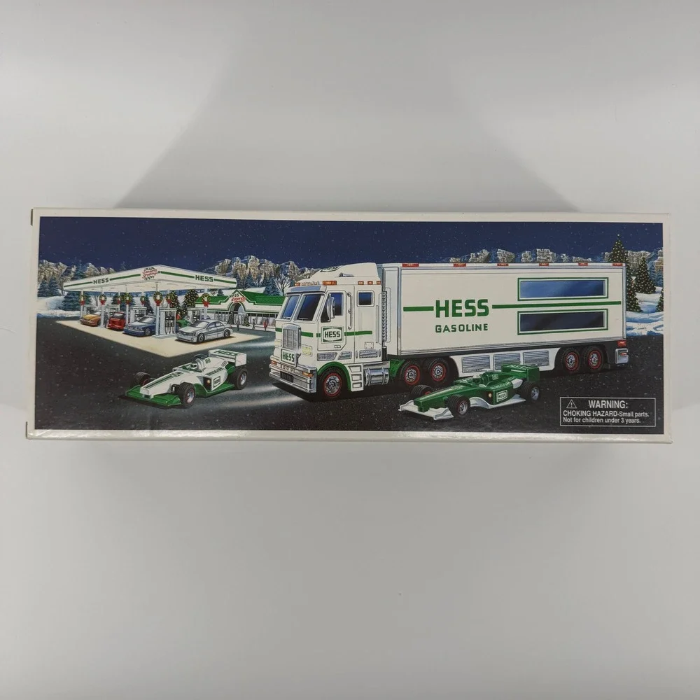 Vintage 2003 Hess Toy Truck and Racecars New Original Box MINT Unused CLEAN